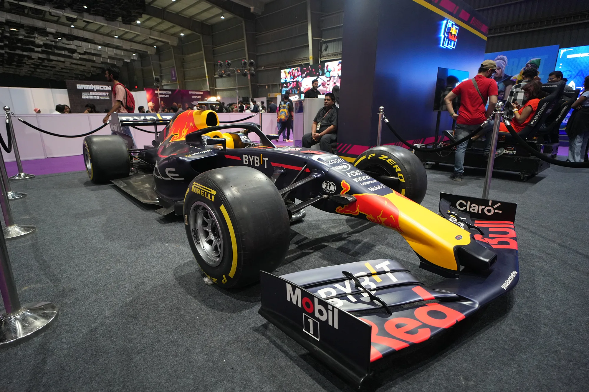 GamingCon exhibition featuring Red Bull Racing Formula 1 car display at gaming festival