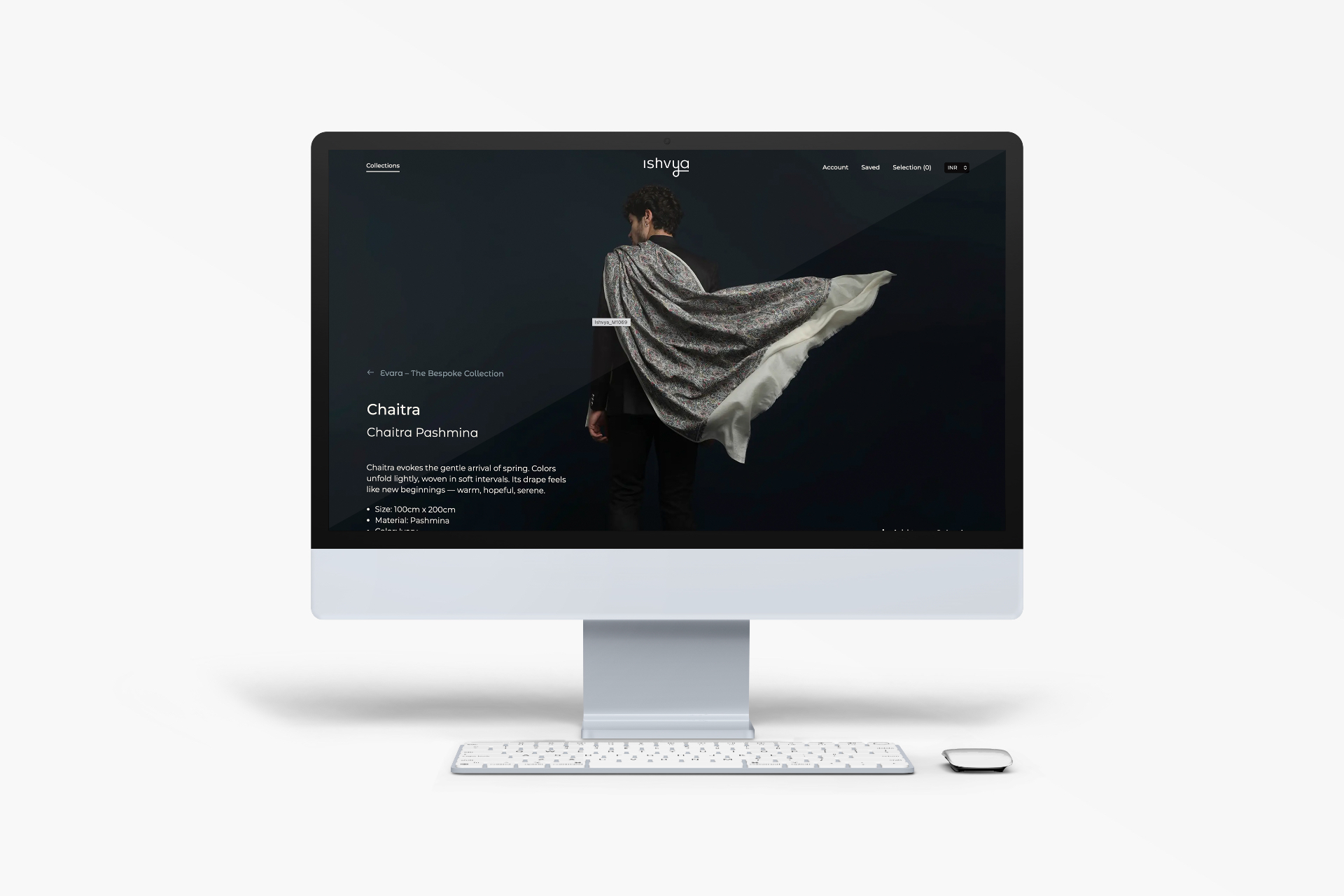 Ishvya website - product page on iMac
