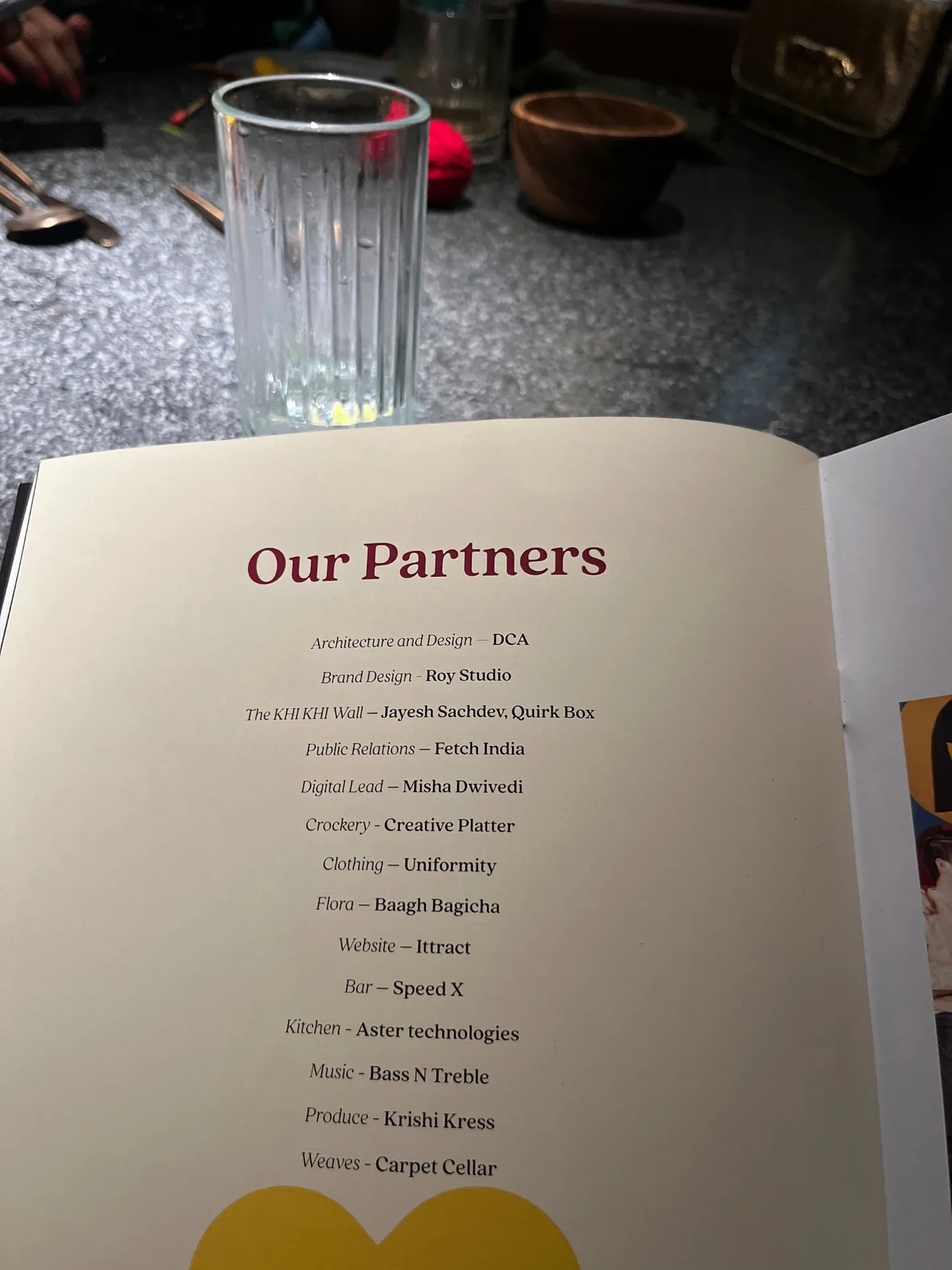 KHI KHI partners page listing collaborators including architecture, design, and hospitality partners