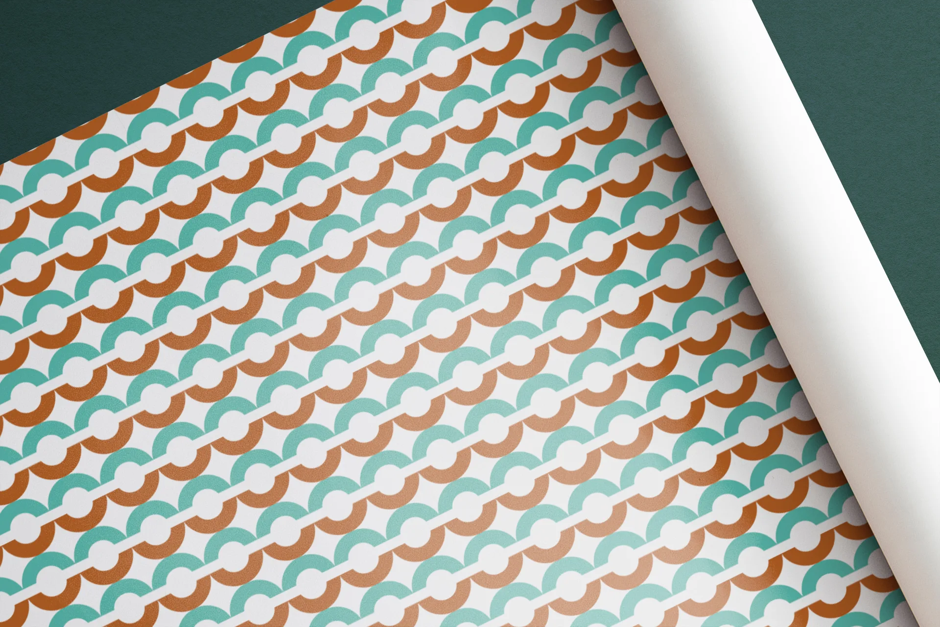 KOHOT - Brand pattern design with interlocking circles in teal, orange and white creating connection motif