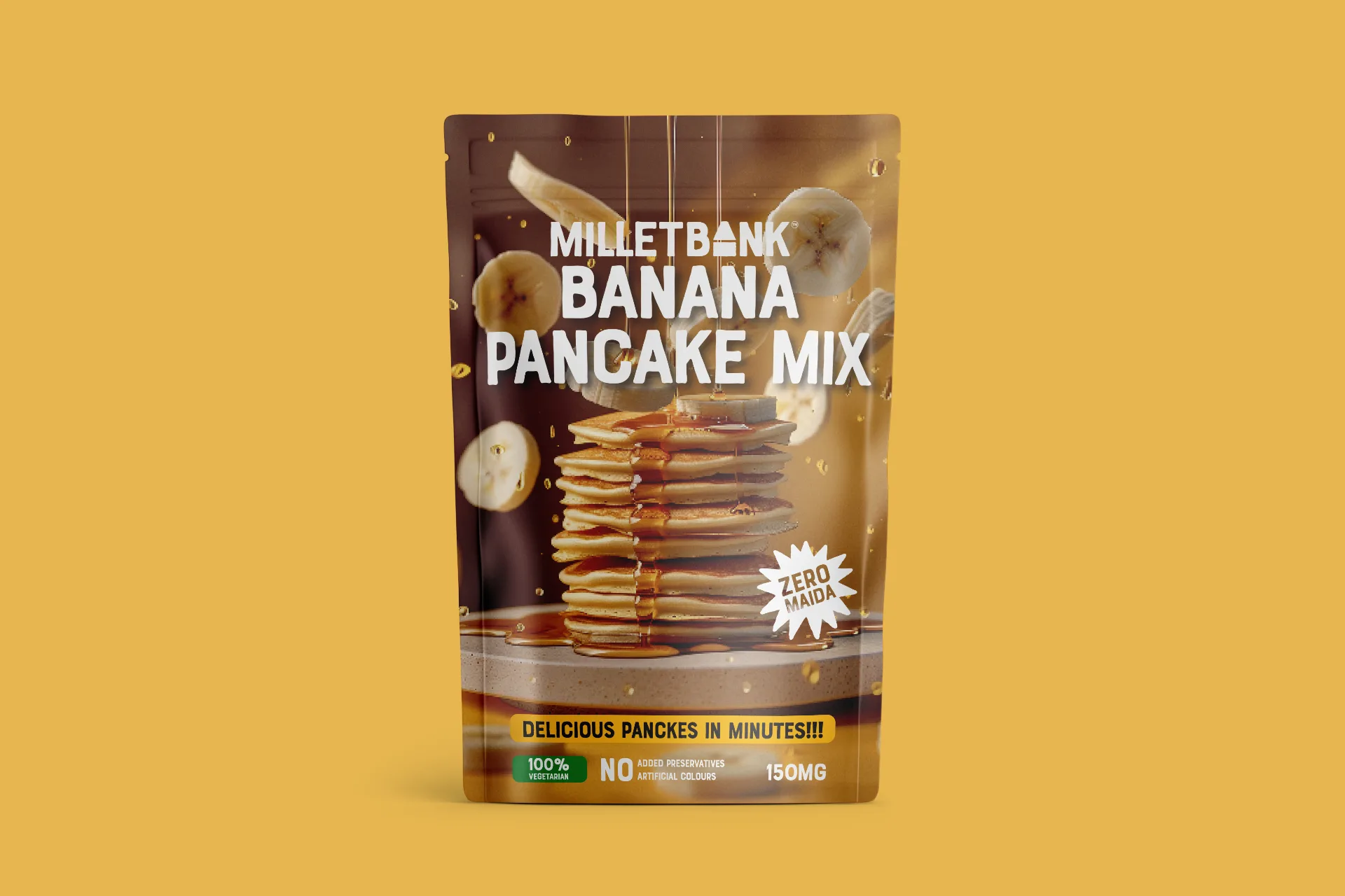 Millet Bank - Banana Pancake Mix ready-to-cook product with zero maida