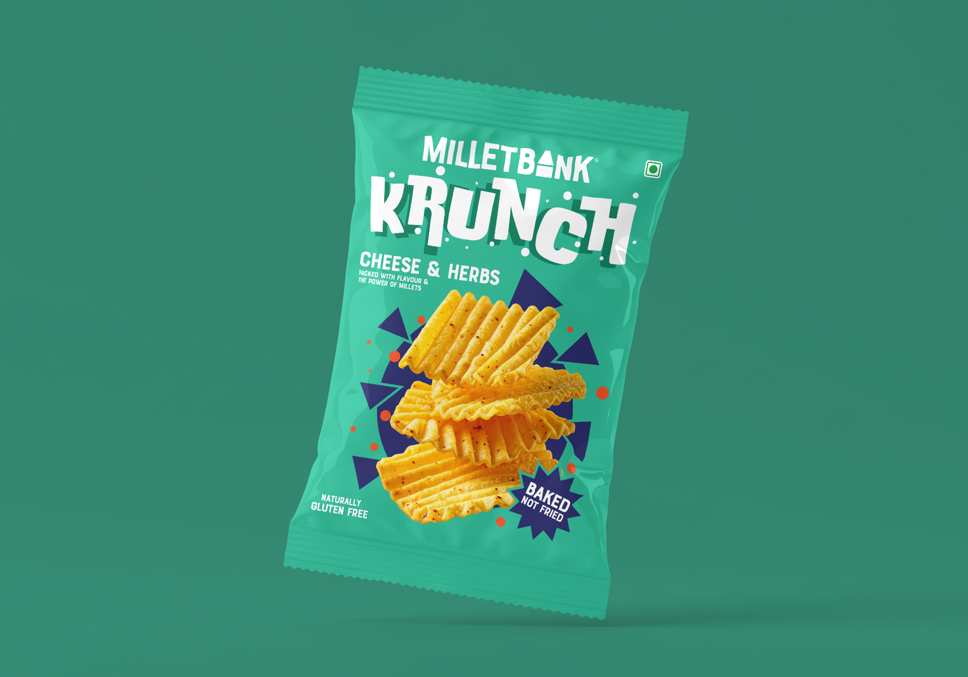 Millet Bank - Krunch Cheese & Herbs baked snack naturally gluten free