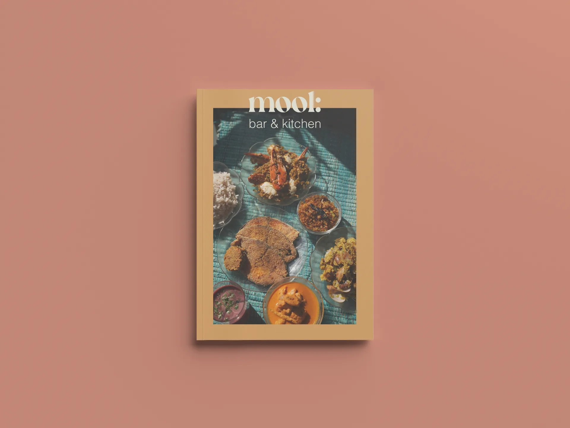 Mool - Bar & Kitchen menu cover with food photography